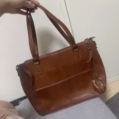 ブラウン合成皮革トートバッグ