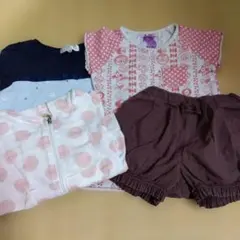 半袖トップス２枚とかぼちゃパンツ、薄手パーカーセット