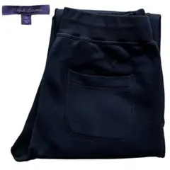 【美品】ラルフローレン パープルレーベル S ロゴ刺繍 スウェットパンツ 黒