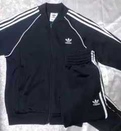 adidas track jacket black セットアップ　アディダス