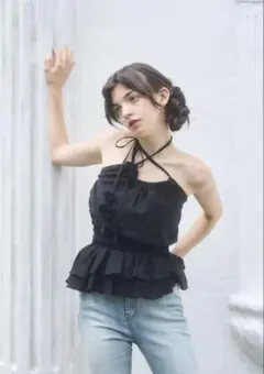 YILON DOLCE RIBBON BLOUSE ネイビー イロン 韓国 - メルカリ