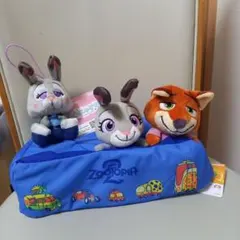 新品ズートピア2 ジオラマティッシュケース　むにゃすやマスコットジュディ　セット