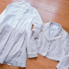 入学式　フォーマル　120 女の子　ベージュ　刺繍　スカートブラウス　ジャケット