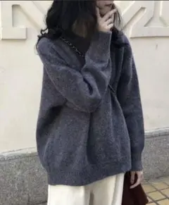 kirakiraShop オーバーサイズ ミックスカラーニット　ネイビー