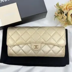 美品 CHANEL シャネル マトラッセ クラシック ロング フラップウォレット