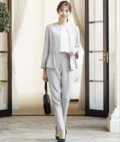 【3点セット】ジャケット パンツセットアップ Lサイズ　ライトグレー
