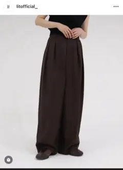 lit WLoopWide Pantsタックワイドパンツブラウンtodayful