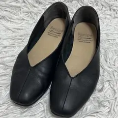 美品✨recipe レシピ　フラットシューズ　Vカット　ブラック　24cm