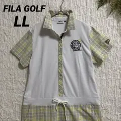 フィラ ゴルフ チェック ラウンド ワンピース ストレッチ ロゴワッペン 刺繍
