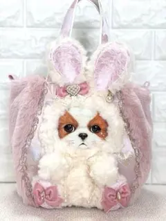 コヤンイサムチョン　ハンドメイド　ファーバッグピンク　アンコちゃん　白うさちゃん