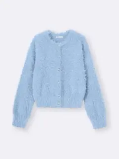 GU シャイニークルーネックカーディガンZ ブルー