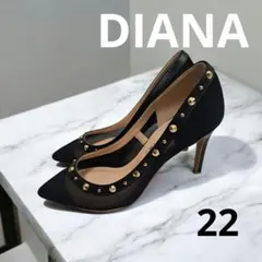 【美品✨】DIANA ポインテッドトゥ パンプス メッシュ スタッズ 22のサムネイル