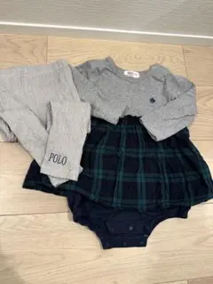 Polo チェック柄ロンパース 80