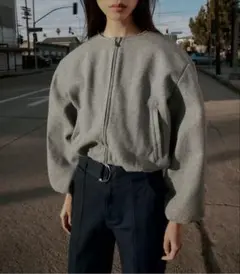 ZARA ソフトボンバージャケット グレー