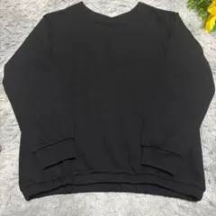 リブインコンフォート Vネック 黒 プルオーバー (M) スウェット ストレッチのサムネイル