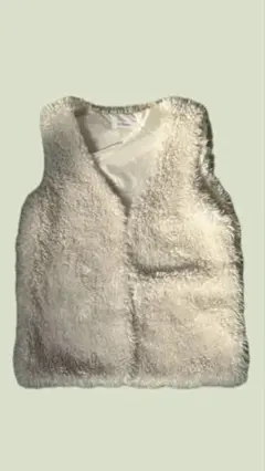 しまむら　プードルボアベスト　M ホワイト　ファーベスト