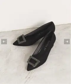 ル　タロン　4.5cmVカットビジューパンプス