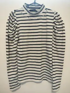 ストライプ柄ハイネック長袖Tシャツのサムネイル