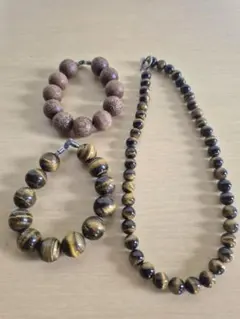 タイガーアイ他 ブレス、ネックレス3点セット