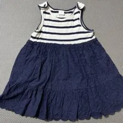 baby GAP 90 ボーダー　パンチング柄ワンピース