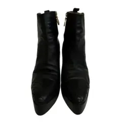 CHANEL ココマーク マトラッセ ショートブーツ 黒 23.5cmのサムネイル