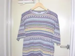 80s 90s USA製 グラミチ 総柄 マルチボーダー Tシャツ S