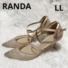 RANDA クロスストラップビジューパンプス 新品 LL ピンクベージュ 結婚式