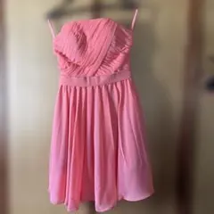 ピンク プリーツデザイン パーティードレス