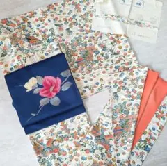 【美品】小紋 辻ヶ花 草花 着物 袷 正絹 身丈153 裄61 モスグリーン 美品】小紋 辻ヶ花 草花 着物 袷 正絹 身丈153 裄61 モスグリーン