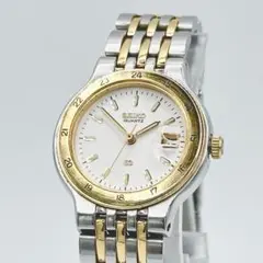 SEIKO クォーツ 新品電池交換済み ゴールドベゼル コンビ　デイト