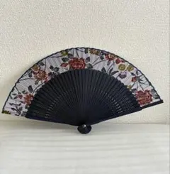 花柄 扇子 ネイビー 紺色 和装小物