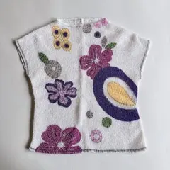 used レトロ くしゅくしゅ 花柄 トップス 古着 ヴィンテージvintageのサムネイル