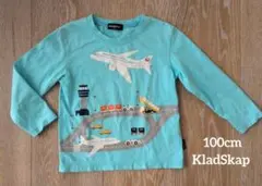 KladSkap★長袖カットソー/飛行機JAL飛行場 100cm 綿100%✨️