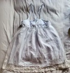 水色ストライプノースリーブワンピース130