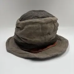 良品✨カシラ バケットハット リネン 麻 レザー ブラウン系
