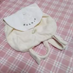 Hotman キッズ リュック クマ刺繍 パイル地 アイボリー