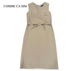 COMME CA ISM ベージュ系 ノースリーブワンピース Lウエストリボン