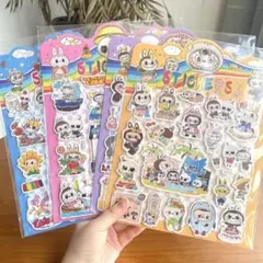 Labubu風シール 2枚 新品 もこもこ/立体/3D