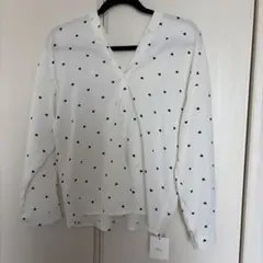 VIRAL ハート柄 ブラウス ホワイト 長袖