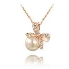 パール　リボン　ネックレス