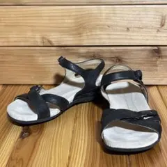 ROCK PORTブラックレザーコンフォートサンダル 6(23cm)