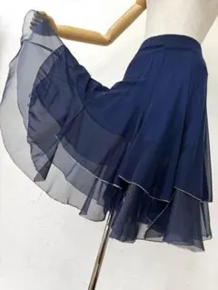 端麗】新品 社交ダンスロングスカート ネイビー ラインストーンd108