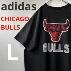 【匿名配送】 アディダス シカゴブルズ バスケ 黒 半袖Tシャツ ジョーダン古着