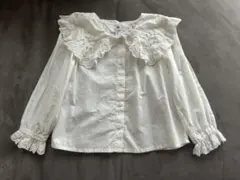 H&M レース付きホワイト長袖ブラウス 105