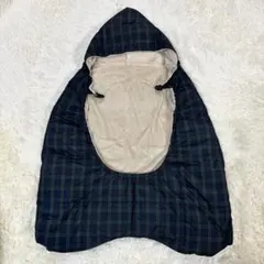 ダウンケープ　フード付きチェック柄抱っこひもカバー　ダウン90%