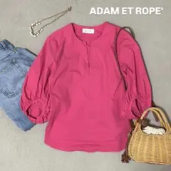 ADAM ET ROPE ブラウス 鮮やかピンク ボリューム袖 きれいめ　春夏