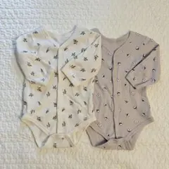 前開き　ロンパース肌着　オリーブ柄　コットン柄　ベビー肌着 80センチ