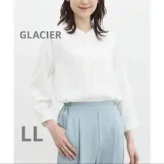GLACIER ⭐️8分袖　ピンタックブラウス　LL ホワイト