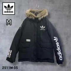 ☆人気　アディダス　LOGO ダウンジャケット　ファー付　ブラック　M