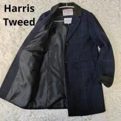 【極美品】ハリスツイード　ステンカラーコート　チェック柄　Mのサムネイル